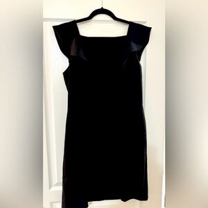 Loft Black Pencil Dress with flutter shoulder detail